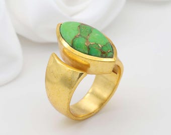 Turquoise brass ring for men | Bold Handmade Ring | brass jewelry | rustic boho ring