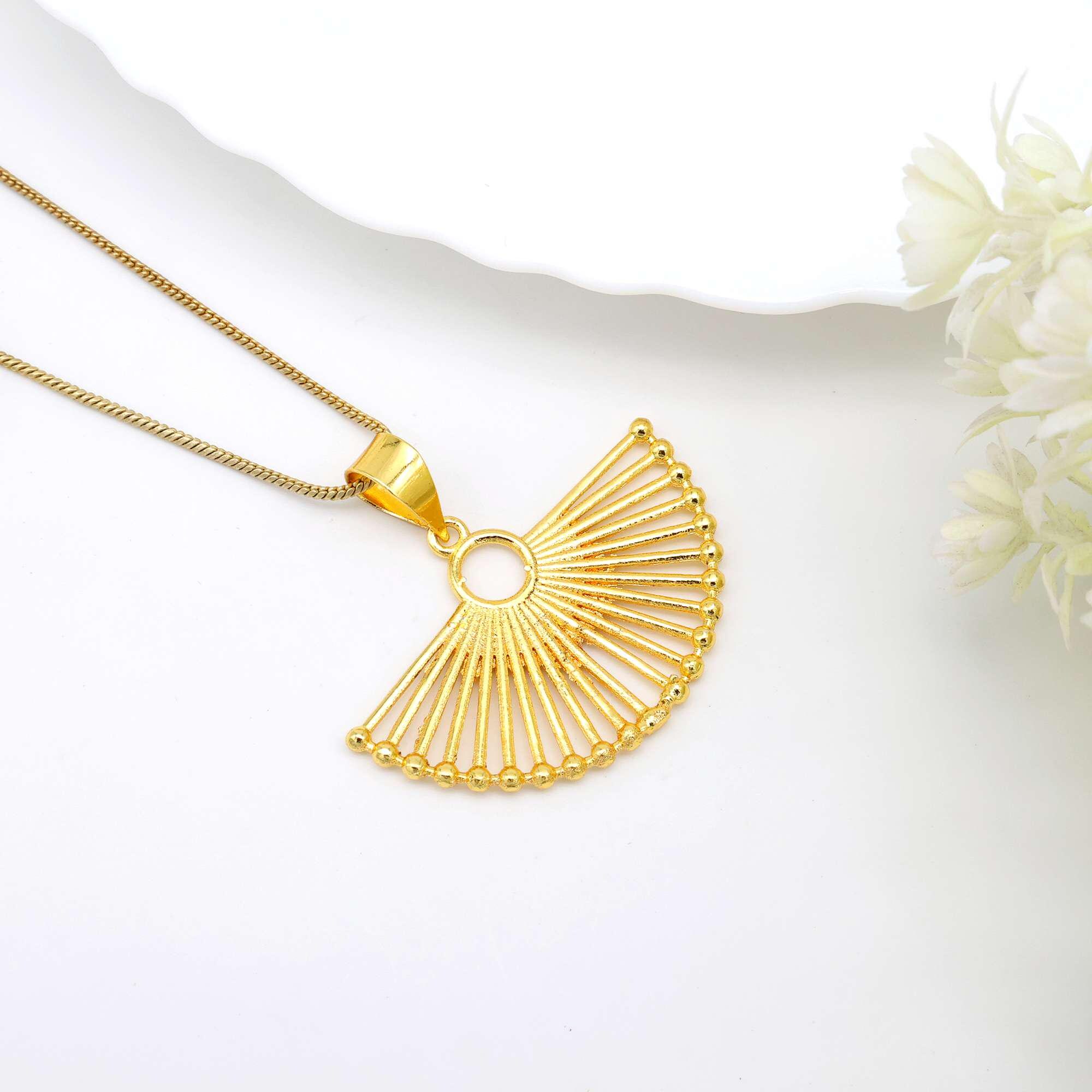 Half Sun Pendant | Gold Sunrise Pendant | Sunshine Necklace | Sun Rays ...