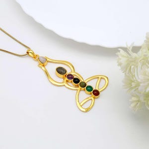 7 Chakra Pendant | Gold Yoga Pendant | Sukhasana Pose Necklace | Spiritual Healing Jewelry | Meditation Amulet | Chakra Energy Necklace