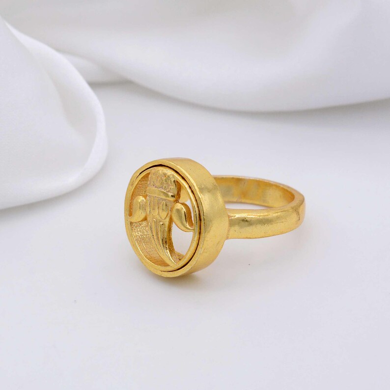 Sikh Rings Stone Sikh Khanda Gold Ring | Gold Sikh Symbol Ring | Spiritual Strength Ring ...