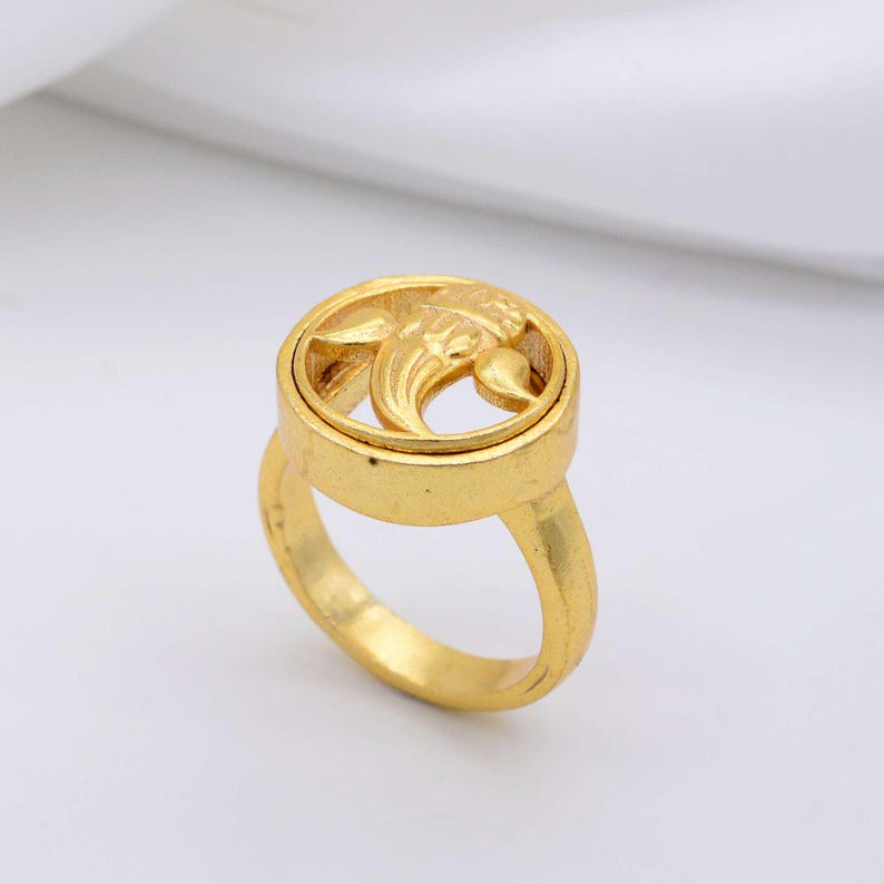 Sikh Rings Stone Sikh Khanda Gold Ring | Gold Sikh Symbol Ring | Spiritual Strength Ring ...