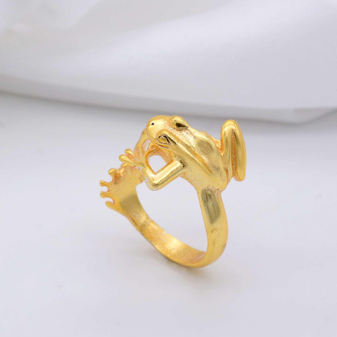 Gold Frog Ring, 18k Gold Plated Frog Jewelry, Tree Frog Ring, Nature ...