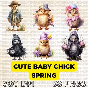 Cute Baby Chick Spring Wall Art Printable Bundle | Easter Farmhouse Nursery Decor | Country Baby Chick Clipart for Kids Room Wall Print