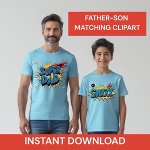 Father&#39;s Day Clipart: Dad & Son Matching PNG SVG (Digital Download