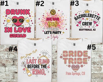 Personalized Bachelorette Party Shirts Bundle, Custom Destination Bride Tribe,  Matching Bachelorette Crew
