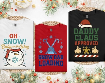 Conjunto de camisetas para revelação da gravidez de Natal Oh Snow! Baby on the Way