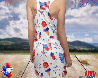 Red White Blue Floral Maxi Dress - 4th of July Patriotic Outfit - Etsy