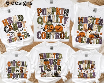 Camiseta engraçada de inspetor de doces de Halloween, camiseta de controle de qualidade de abóbora, camiseta de caçador de fantasmas, colecionador de doces, testador de casa assombrada.