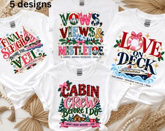Personalized Christmas Bachelorette Shirts, Holiday Cruise Bridal Party Tee, Christmas Bride Shirt, Cabin Crew Weekend, Final Sleigh