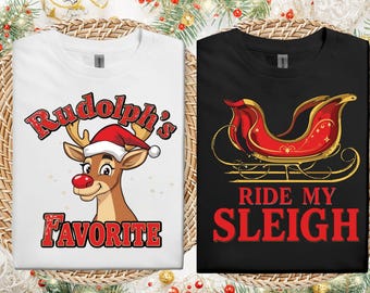 Reindeer Couple Matching Christmas T-Shirts: Funny Holiday Outfit