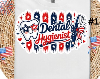 Camiseta de Higienista Dental, Camiseta Patriótica para Dentistas, Camiseta de Higienista Dental para o 4 de Julho, Camiseta Americana para Assistente Odontológico