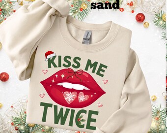 Mistletoe Kiss Matching Christmas Sweatshirt Set: Couple's Holiday Crewnecks