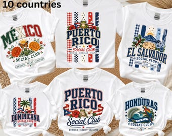 Hispanic Heritage Shirts, Mexico Puerto Rico Cuba Colombia Dominicana Guatemala Honduras Nicaragua El Salvador Venezuela Tee