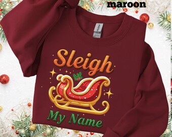 Funny Matching Christmas Couple Sweatshirts: Santa's Sleigh Ride