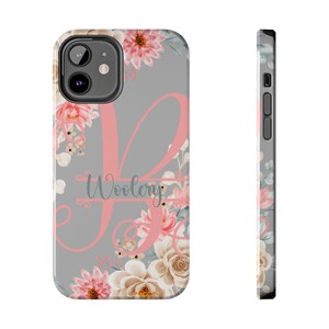 Floral Monograph Tough Phone Case, Personalized case, iPhone case, Samsung Galaxy case, Mom Gift, Birthday Gift, Custom Phone Case