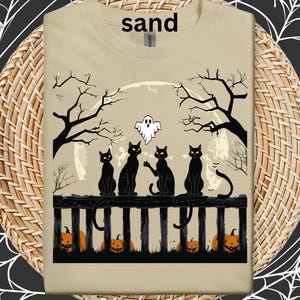 Black Cat Halloween T-Shirt, Cat Lover Fall Shirt, Cute lace Spooky Witch Hat , Haunted Fence Shirt, Pumpkin Patch Top, Halloween Cat Gift,