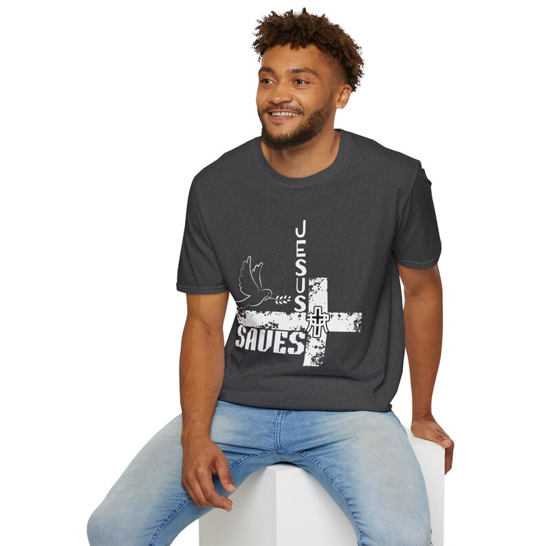 Faith-Inspired Unisex T-Shirt, Jesus Saves Shirt, Christian Apparel, Spiritual Gift, Casual Tee for Church, Youth Group image 8