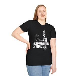 Faith-Inspired Unisex T-Shirt, Jesus Saves Shirt, Christian Apparel, Spiritual Gift, Casual Tee for Church, Youth Group image 3