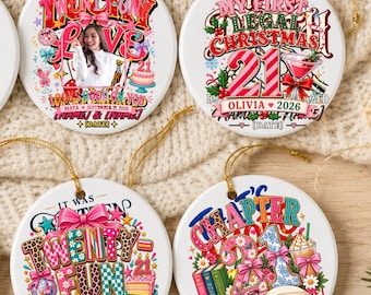 Enfeite personalizado para aniversário de 21 anos, presente de Natal para quem acabou de celebrar a maioridade, lembrança do aniversário de 21 anos, enfeite personalizado com foto ou nome.