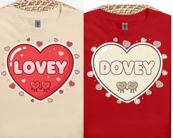Lovey Dovey Matching Valentine Shirts, Cute Couple Pajamas, His and Hers Valentine Outfit, Matching Couple Sleep Shirts