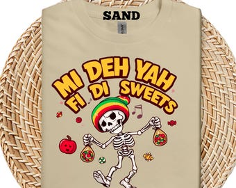 Funny Jamaican Skeleton Halloween T-Shirt: Candy Lover Reggae Tee