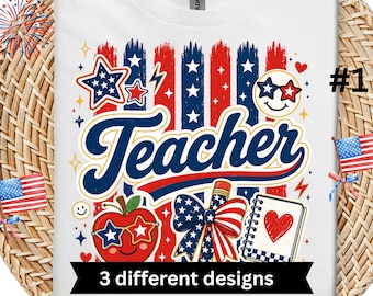 Camisetas Patrióticas para Equipes de Professores, Camiseta para Professores do 4 de Julho, Professor(a) de Jardim de Infância, Conselheiro(a) Escolar, Camiseta Americana para Professores, Camiseta para Professores dos EUA