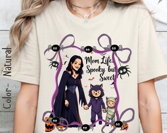 Camiseta de Halloween "Mamá Vida", camiseta suave, camiseta de Halloween para mamá, regalo para mamá, disfraz de Halloween para mamá, lazo coqueto
