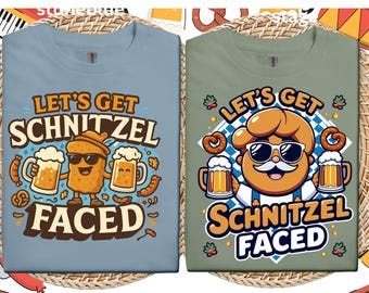 Lets Get Schnitzel Faced Shirt, Oktoberfest Essen & Bier T-Shirt, Bayerisches Festival Party T-Shirt, Bierliebhaber Outfit