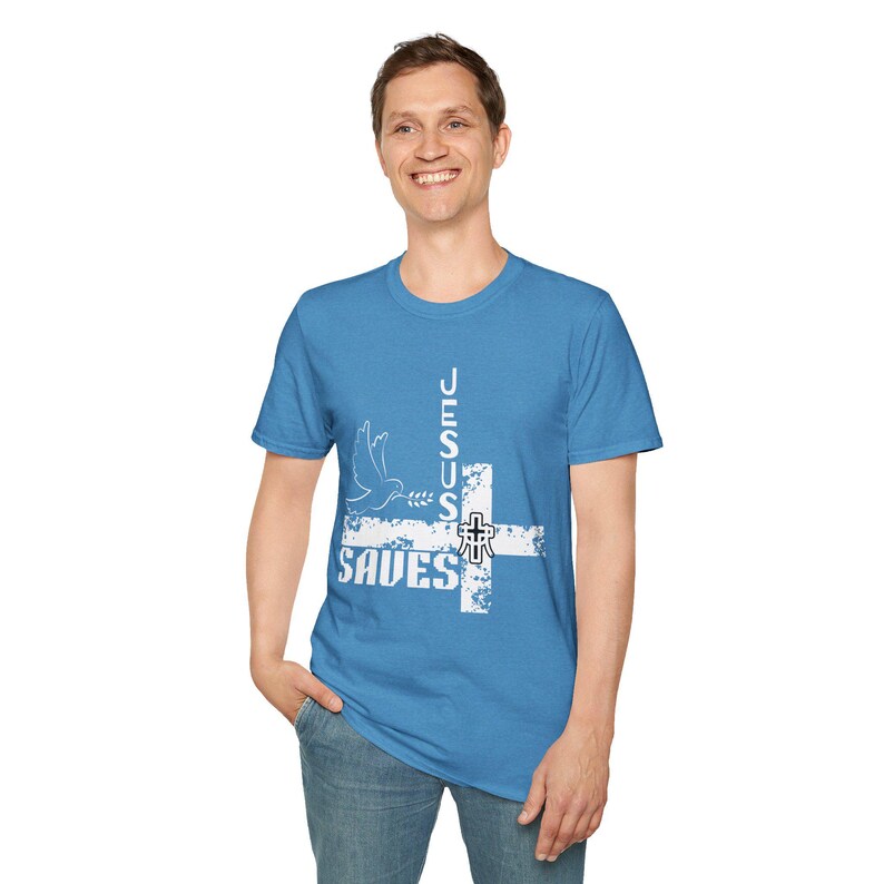 Faith-Inspired Unisex T-Shirt, Jesus Saves Shirt, Christian Apparel, Spiritual Gift, Casual Tee for Church, Youth Group image 7