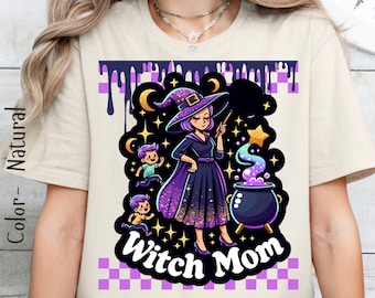 Camiseta de Halloween "Mamá Vida", camiseta suave, camiseta de Halloween para mamá, regalo para mamá bruja, disfraz de Halloween para mamá, a cuadros