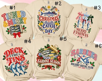 Camiseta de Natal com Sardinha, Camiseta Divertida de Natal com Tema de Peixe, Presente de Natal com Peixe Enlatado, Camiseta Comfort Colors para Amantes de Sardinha, Camiseta Estampada de Natal com Tema de Peixe