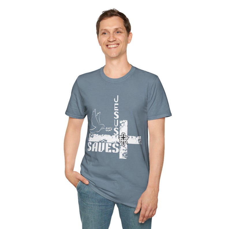 Faith-Inspired Unisex T-Shirt, Jesus Saves Shirt, Christian Apparel, Spiritual Gift, Casual Tee for Church, Youth Group image 9