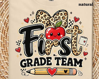 Camiseta personalizada para equipe de professores do Ensino Fundamental I (Pré-escola, Jardim de Infância, 1º, 2º, 3º, 4º, 5º e 6º ano), estampa de leopardo, ideal para a volta às aulas.