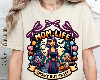 Camiseta de Halloween "Mamá Vida", camiseta suave, camiseta de Halloween para mamá, regalo para mamá, disfraz de Halloween para mamá, lazo coqueto