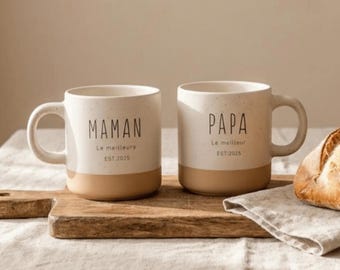Taza de dos tonos con grabado personalizado: taza de café de cerámica personalizada, regalo para mamá, regalo familiar
