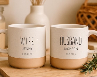Custom Engraved Two-Tone Mug: Personalized Stoneware Coffee Cup