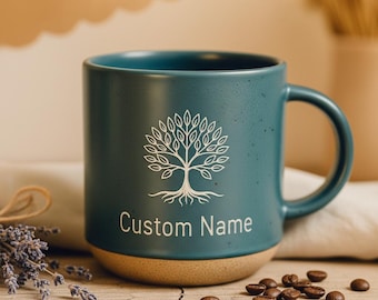 Engraved Tree of Life Coffee Mug, Spiritual Coffee Cup,Microwave Safe, Personalized Gift