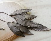 Layered Leather Feather Necklace Bronze shimmer.