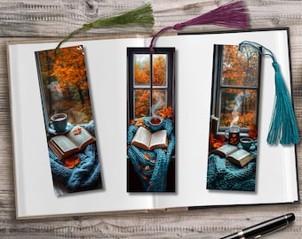 Autumn Bookmark Laminated with Tassel – Handmade Book Accessory for Book Lovers, Beautiful Gift for Bookworms & Avid Readers