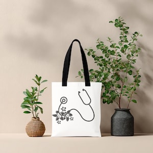 Nurse Tote Bag | Canvas Work Bag for Nurses and Nursing Students | Cute Nurse Gift Tote | School Nurse, Graduation and Appreciation Bag
