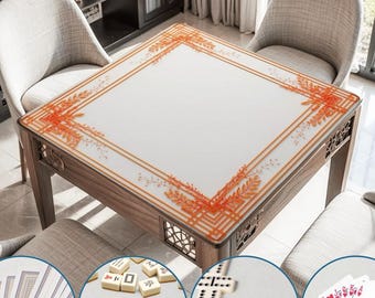 Orange Flowers Mahjong Roll Up Mat 31.5" inch Non Slip Notepad Playmat with Canvas Bag Mah jongg Accessories Gifts for Enthusiasms Game Sets