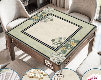 Luxury Hummingbird Mahjong Mat –Elegant Mahjongg Table Cover Non-Slip Rollable Mats and Bag Japanese Style Mah jongg Board Gifts for Players