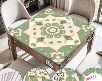 Green Paradise Mahjong Mat Art Deco Board Floral Thick Rollable Table Cover Non Slip Game Surface Gifts for Mahh jong Board Lovers Set Pink