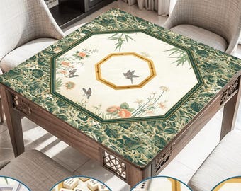 Mahjong mat roll up non slip polyester table cover 31.5x31.5 inch quiet smooth play surface and storage bag for home game night gift idea US