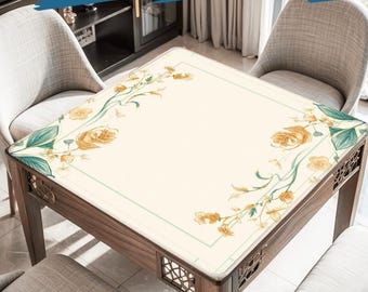 Simple Beauty Mahjong Mat Yellow Roses Table Cover Premium Roll-Up Mah jongg Game Play Board Mats Sets Gifts Traditional Size 31.5' inches