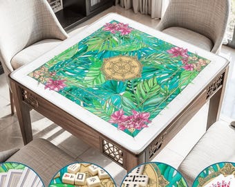 Tapis de mahjong esthétique • Plateau de jeu floral tropical de 31,5 po. Tapis de jeu doux et silencieux • Antidérapant enroulable avec sac Les meilleurs cadeaux pour les joueurs de mahjong