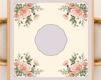 Purple Roses Mahjong Table Mat Cloth Set Rolled Shipped Large Sized Mahh jongg Table Cover Gift Bag Ideas for Mahjongg Lovers Practice Board