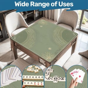 Tapete de Mahjong Sage Lotus: tapete de Mahjong Zen de lujo, suave y antideslizante, enrollable, silencioso, elegante, verde, regalo de estilo asiático minimalista. imagen 1