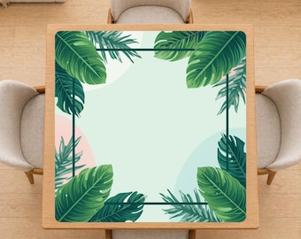 Pastel Palms Mahjong Mat 31.5 Sized Table Cover Cloth Set Ship Rolled Up Botanical Mah jongg Playmat with bag instructions line finder Gifts