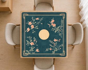 Midnight Rose Mahjong Mat Rolled Shipped Travel Bag Carry Mahjongg Mats Set for Home Game Tournament Night Mahh jongg Table Cloth Cover Sets